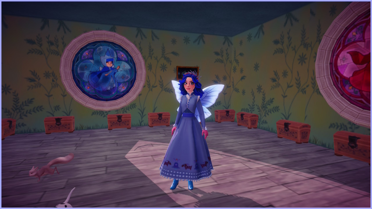 Inside the Wishblossom Ranch storage room with organized chests